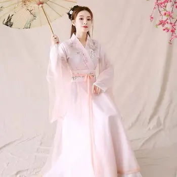 สีชมพูของจีนสไตล์ Hanfu ดั้งเดิมงานเต้นรำชุดฮันละครน้ำเน่าเรื่อง