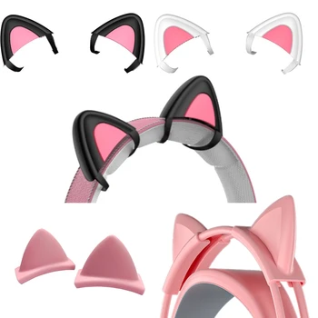 สีชมพูซิลิโคนแมวฟังหูฟังสำหรับเครือข่ายไร้สายสีดำโอ headset นพวกเกมส์เมอร์เมื่อชาติที่น่ารักหูน่ารักลูกสาวหมวกกันน็องเกมแบบเครื่องประดับ