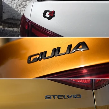 สีดำ Q4 GIULIA STELVIO จดหมาย Emblem รถ Stickers สำหรับอัลฟ่าโรมิโอ Giulia Stelvio ดีดีเครื่องประดับตกแต่งหน้าต่าง