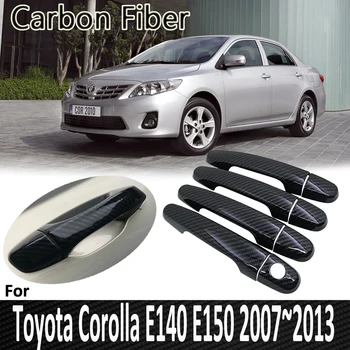 สีดำคาร์บอนไฟเบอร์เหนียวพิเศษสำหรับโตโยต้า Corolla E140 E1502007200820092010201120122013 นจับประตูปิดด้วยป้ายสติ๊กเกอรถเครื่องประดับ