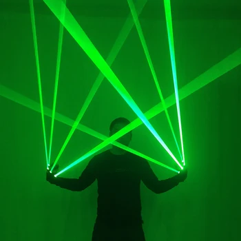 สีเขียวถุงมือเลเซอร์ 532nm นำแว่นสูงพลังงาน Coarse นลำแสงเลเซอร์ปืนใหญ่ดีเจแถบงานปาร์ตี้บพวกอุปกรณ์ประกอบการแสดง