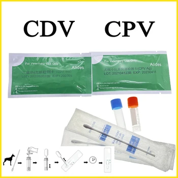 สุนัข CDV CPV Distemper Parvovirus ทดสอบกระดาษคิทรบุกถอดเสื้อผ้านามบัตรสัตว์เลี้ยงสุนัขกลับบ้านโรงพยาบาลคลีนิคการตรวจสอบอุปกรณ์ Selfcheck