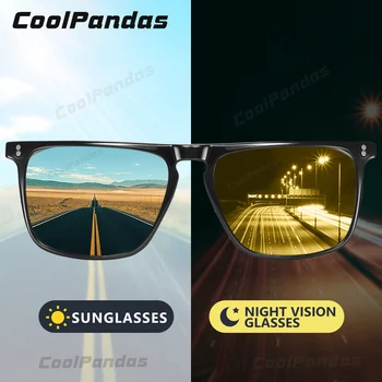 สแควร์เรโทร Rivet Photochromic อแว่นตากันแดดคน Polarized ผู้หญิงกีฬาซัแว่นวันคืนเห็นขับรถ gafas เดอ sol hombre