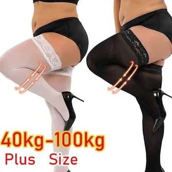 อีกอย่างขนาดสูงเปิดถุงน่องสำหรับผู้หญิงเซ็กซี่ลูกไม้ต้นขาด้านสูงถุงเท้าพวกต่อต้า-แอ Pantyhose บนือเข่า Ultra-บางนานมากถุงเท้า