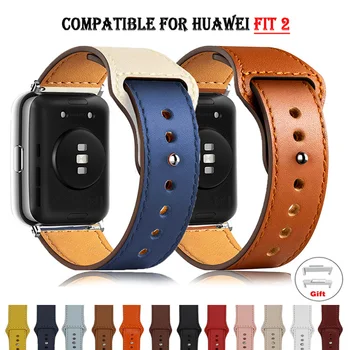 เครื่องหนังรัดเข็มสำหรับ Huawei ดูเหมาะกับ 2 Smartwatch วงดนตรีคนที่จะมาแทนกีฬา Wristband นเรโทรวงสร้อยข้อมือ Fit2 watchband เครื่องประดับ