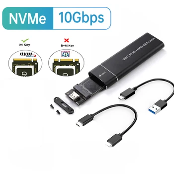 เอ็ม 2 NVMe SSD Enclosure อะแดปเตอร์ 10Gbps พอร์ต USB C 3.1 Gen2 NVMe คดีองเว็บเบราว์เซอร์ภายนอก Enclosure NVMe อ่านสำหรับ Samsung 980970/ข้อมูล/ADATA