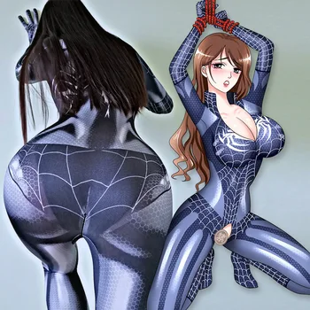 เอ็มเจอผู้หญิงเซ็กซี่ Spiderman Cosplay Zentai ชุดเปิดเป้า Bodysuit ซุปเปอร์ฮีโร่ชุดวันฮัลโลวีนปาร์ตี้แฟนซีชุดชุดหมี