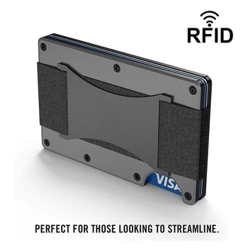 แบบเรียบน้อยมากระเป๋าคุมข้อมูลสำหรับคน RFID บล็อกเขาก็บล็อกบัตรเครดิตบันอะลูมิเนียมเล็กโลหะกระเป๋าคุมข้อมูลต่างๆเป็นเงินสดรัดเข็ม Porta Credencial