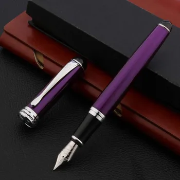 แบรนด์ใหม่ X750 โลหะพุปากกาสีม่วงเงิน Elegante ลายเซ็นก้มลง Calligraphy เครื่องเขียนออฟฟิศอุปกรณ์การเรียน