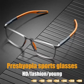 แฟชั่น TR90 ซิลิโคนเฟรมอ่านแว่นผู้ชายสูงอายุวัย Presbyopia กีฬาแว่น Ultra-แสงสว่างพวกต่อต้านสีฟ้าแสงสว่าง+อ 1.0 จะ+4.0