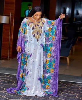 แอฟริกันชุดสำหรับผู้หญิงฤดูใบไม้ผลิฤดูร้อนแอฟริกันผู้หญิง Polyester การพิมพ์อดเสื้อคลุมพร้อมนานมุสลิม Abaya แอฟริกันเสื้อผ้าผู้หญิง