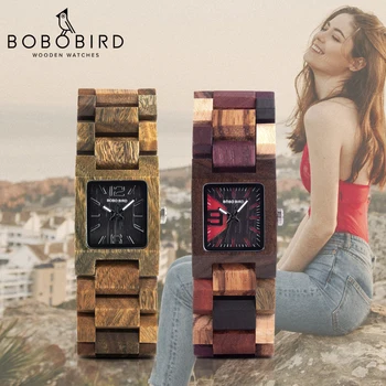 โบโบ้นก 25mm เล็กผู้หญิงนาฬิกาไม้ควอทซ์นาฬิกาข้อมือ Timepieces ที่ดีที่สุดที่แฟนของขวัญ Relogio Feminino อยู่ในกล่องไม้