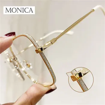 ใหญ่ขนาดตาราง Myopia แว่นสำหรับผู้หญิงคนต่อต้านสีฟ้าแสงคอมพิวเตอร์ Eyeglasses โลหะใบสั่งยา Eyewear 0~-6.0 Diopter