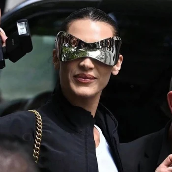ใหญ่โตสุดสุดแว่นตากันแดดผู้หญิงคนในอนาคตเทคโนโลยีส y2k งแกชิ้นส่วนหนึ่งอาทิตย์ Glaase 2000 นแบรนด์ออกแบบ Rimless Eyewear UV400
