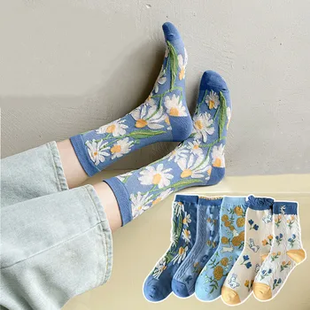ใหม่ 2023 Harajuku นเรโทรผู้หญิงถุงญี่ปุ่นแฟชั่นวินเทจมีความหมานานมากถุงเท้าเกาหลีรูปแบบไม้กวาด Embroidery Kawaii น่ารัก Ruffle ถุงเท้า