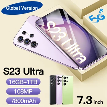 ใหม่ 5g\n smartphone S23 Ultra ต้นฉบับโทรศัพท์ 7800mAh โทรศัพท์เคลื่อนที่ 16GB 1TB 7.3 นิ้วล้องที่มีความคมชัดสูงนะจอภาพ\n smartphone android ลดล็อคโทรศัพท์