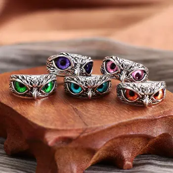 ใหม่ของวินเทจฮูนแหวนสำหรับผู้หญิงคนออกแบบหลากสีของแมวตานิ้วแหวนเงินสี Adjustable เปิดสัตว์สองสามเครื่องเพชร ใหม่ของวินเทจฮูนแหวนสำหรับผู้หญิงคนออกแบบหลากสีของแมวตานิ้วแหวนเงินสี Adjustable เปิดสัตว์สองสามเครื่องเพชร 0