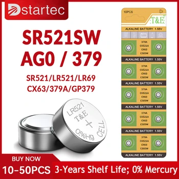 ใหม่อีก 10-50PCS AG0379 SR63 LR69 LR521379A 1.55 วีปุ่มแบตเตอรี่สำหรับนาฬิกาของเล่นระยะไกล SR521SW D379 มือถือเหรียญ Alkaline แบตเตอรี่