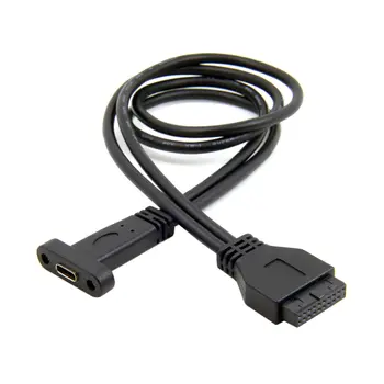 ไซเดียวพอร์ต USB 3.1 พิมพ์ C พอร์ต USB-C หญิงต้องพอร์ต USB 3.0 Motherboard 19pin ส่วนหัวสายเคเบิล 40cm