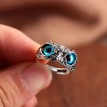 ใหม่ของวินเทจฮูนแหวนสำหรับผู้หญิงคนออกแบบหลากสีของแมวตานิ้วแหวนเงินสี Adjustable เปิดสัตว์สองสามเครื่องเพชร ใหม่ของวินเทจฮูนแหวนสำหรับผู้หญิงคนออกแบบหลากสีของแมวตานิ้วแหวนเงินสี Adjustable เปิดสัตว์สองสามเครื่องเพชร 1