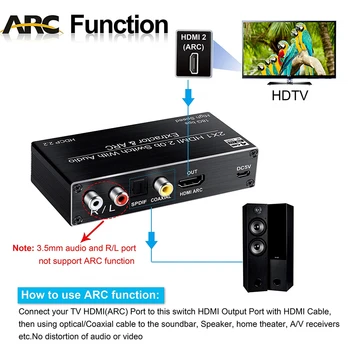 4K 120Hz HDMI เสียง extractor 4K สนับสนุน 5.1 CH 2 พอร์ต HDMI จะ HDMI เสียง ARC เปลี่ยนกับเสียง toslink เสียงสเตริโอ(stereo)สำหรับแอปเปิ้ลทีวี PS5 4K 120Hz HDMI เสียง extractor 4K สนับสนุน 5.1 CH 2 พอร์ต HDMI จะ HDMI เสียง ARC เปลี่ยนกับเสียง toslink เสียงสเตริโอ(stereo)สำหรับแอปเปิ้ลทีวี PS5 2