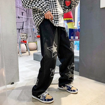 วินเทจของผู้หญิงคนเกาหลี Denim กางเกง Y2K Cltohes Streetwear พิมพ์ Patchwork ชาย Baggy กางเกงยีนส์ตรกางเกงสำหรับผู้ชาย วินเทจของผู้หญิงคนเกาหลี Denim กางเกง Y2K Cltohes Streetwear พิมพ์ Patchwork ชาย Baggy กางเกงยีนส์ตรกางเกงสำหรับผู้ชาย 2