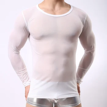 AIIOU Mens Undershirt เซ็กซี่เกย์เสื้อผ้าสายไนลอนโครงร่างความโปร่งแสงแด่ใส่เสื้อนานเสื้อลา Homme เสื้อเชิ้ตกางเกงใน Clubwear AIIOU Mens Undershirt เซ็กซี่เกย์เสื้อผ้าสายไนลอนโครงร่างความโปร่งแสงแด่ใส่เสื้อนานเสื้อลา Homme เสื้อเชิ้ตกางเกงใน Clubwear 3