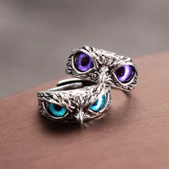 ใหม่ของวินเทจฮูนแหวนสำหรับผู้หญิงคนออกแบบหลากสีของแมวตานิ้วแหวนเงินสี Adjustable เปิดสัตว์สองสามเครื่องเพชร ใหม่ของวินเทจฮูนแหวนสำหรับผู้หญิงคนออกแบบหลากสีของแมวตานิ้วแหวนเงินสี Adjustable เปิดสัตว์สองสามเครื่องเพชร 4